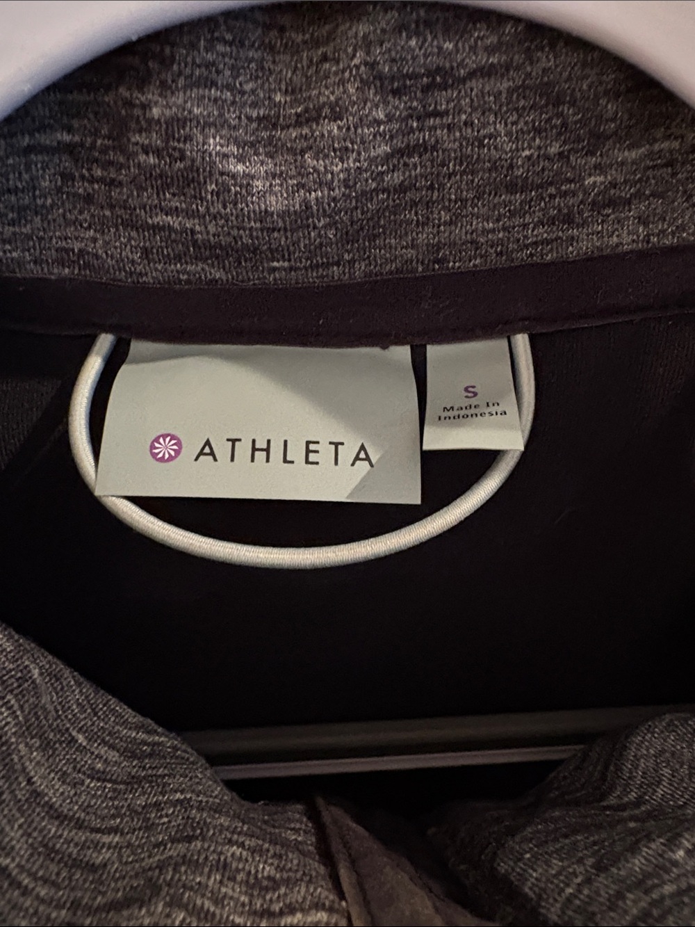 Athleta Two-Tone Utility Jacket with hood in Black and Heather Gray